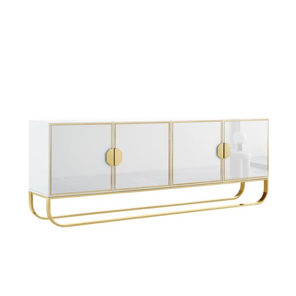 Nicole Miller Lilyanne White and Gold 4-Door Composite Sideboard NSD423 ...