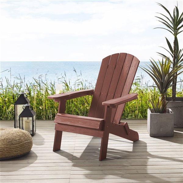Inspired Home Kamya Brick Plastic Stationary Adirondack Chair