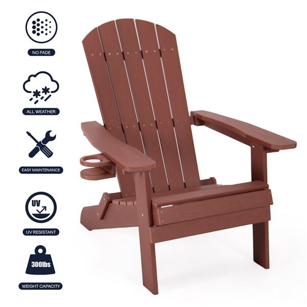 Inspired Home Kamya Brick Plastic Stationary Adirondack Chair