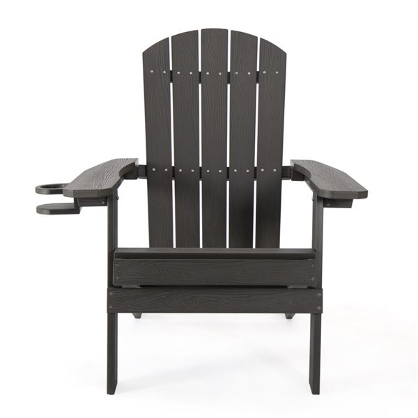 Inspired Home Kamya Black Plastic Stationary Adirondack Chair