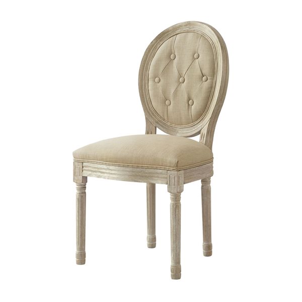 Rustic Manor Edna Traditional Upholstered Beige Linen Dining Chair