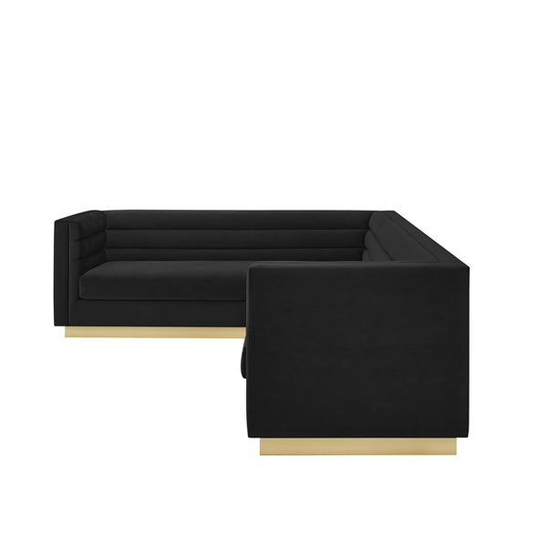 Inspired Home Anniston Modern Black Velvet Sectional Sofa (Left)