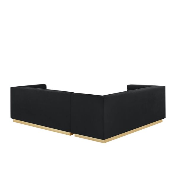Inspired Home Anniston Modern Black Velvet Sectional Sofa (Left)