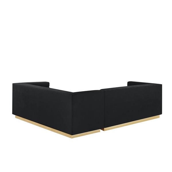 Inspired Home Anniston Modern Black Velvet Sectional Sofa (Right) CR45902BKLAC RONA