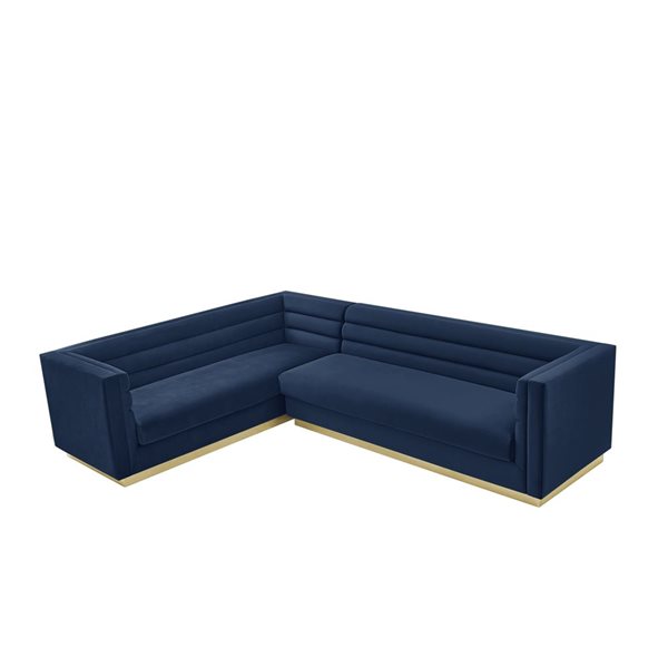 NEW Blue Velour MCM Style Dowel Leg Couch — Reinvent Modern