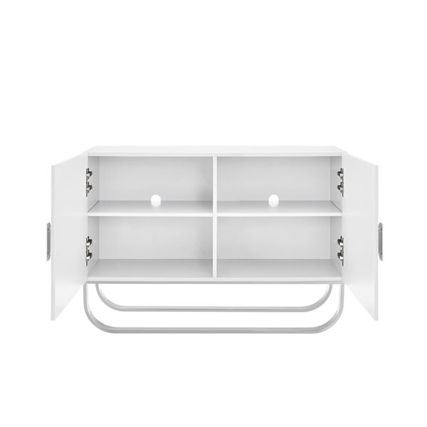 Nicole Miller Lilyanne White and Chrome 2-Door Composite Sideboard