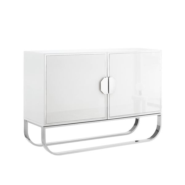 Nicole Miller Lilyanne White and Chrome 2-Door Composite Sideboard ...