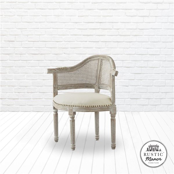 Rustic Manor Edmond Modern Cream White Linen Accent Chair