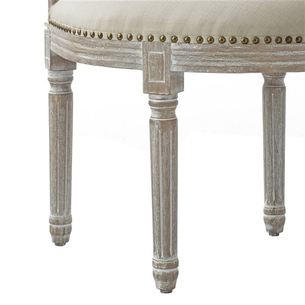 Rustic Manor Edmond Modern Cream White Linen Accent Chair