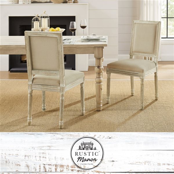 Rustic Manor Talan Contemporary Upholstered Beige Linen Dining