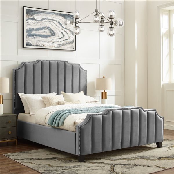 Inspired Home Aizen Grey Queen Platform Bed