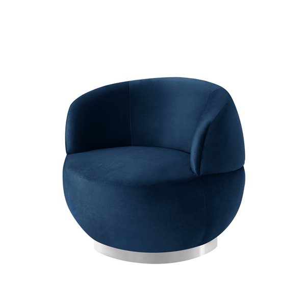 Inspired Home Ilana Modern Navy Blue And Chrome Velvet Accent Chair   332001786 MainImage 001 L 