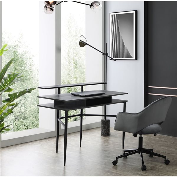 Loft Lyfe Lois 43.3-in Grey/Black Writing Desk