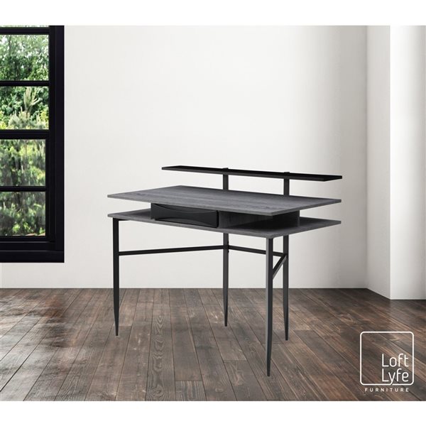 Loft Lyfe Lois 43.3-in Grey/Black Writing Desk