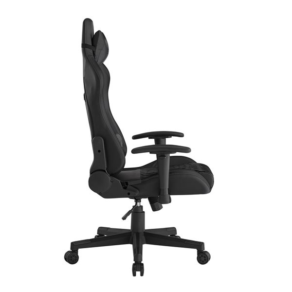 Loungie Maxton Black Ergonomic Adjustable Height Faux Leather Gaming ...