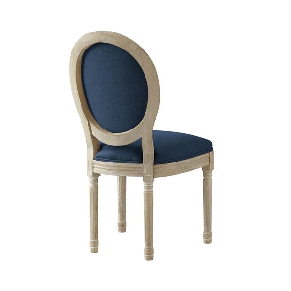 Rustic Manor Edna Traditional Upholstered Navy Blue Linen Dining Chair