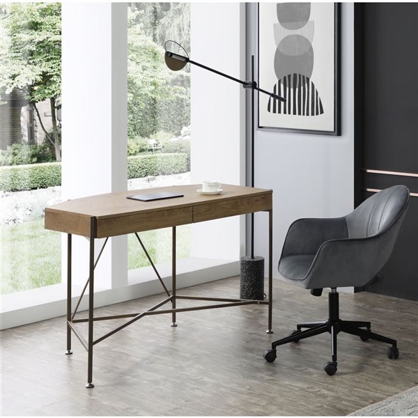 Loft Lyfe Kaius 44.8-in Natural/Bronze Writing Desk