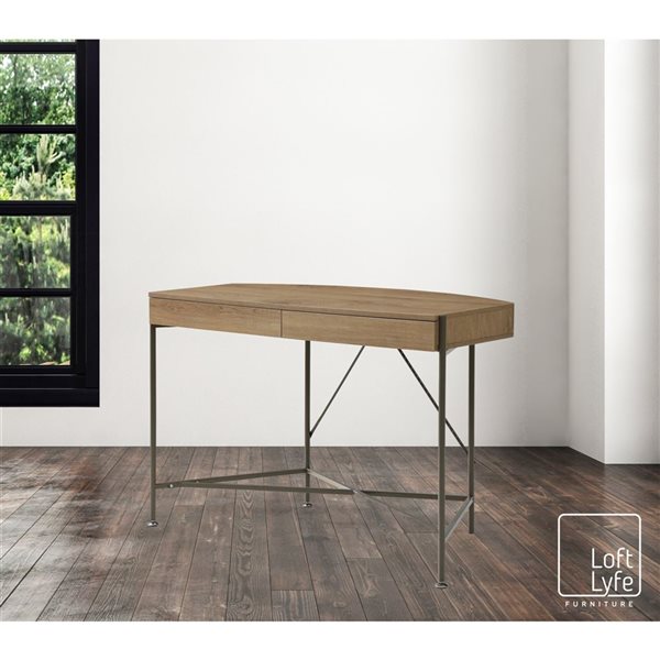 Loft Lyfe Kaius 44.8-in Natural/Bronze Writing Desk