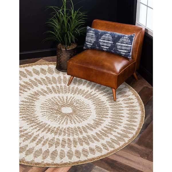 Tapis d'intérieur Manon 6pi 3po x 6pi 3po rond taupe par ECARPET