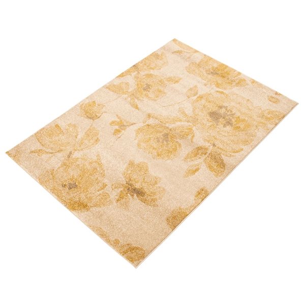 ECARPET Karina Ivory/Gold 7-ft 10-in x 10-ft 2-in Rectangular Indoor Area rug