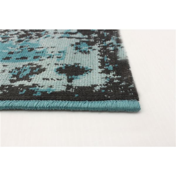 ECARPET Isabella Aqua 4-ft 7-in x 6-ft 7-in Rectangular Indoor Area rug