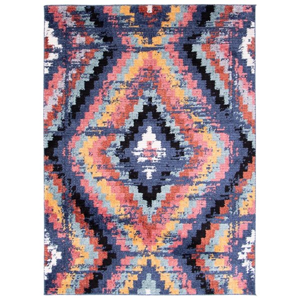 Tapis d'intérieur Morocco Casa 6pi 7po x 9pi 6po rectangulaire bleu marine par ECARPET