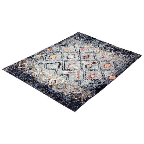 Tapis d'intérieur Morocco Classic 6pi 7po x 9pi 6po rectangulaire bleu par ECARPET