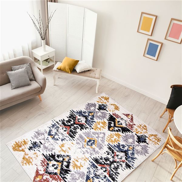 Tapis d'intérieur Morocco Kashkuli 5pi 3po x 7pi 3po rectangulaire blanc par ECARPET