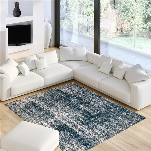 Tapis d'intérieur Isla 8pi x 10pi rectangulaire bleu par ECARPET