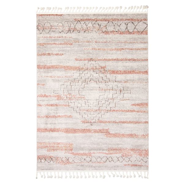 Tapis d'intérieur Kybella Aztec 7pi 10po x 10pi 5po rectangulaire ivoire/cuivre par ECARPET