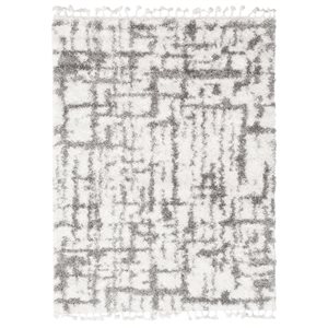 ECARPET Grammercy Urban Cream/Grey 5-ft 3-in x 7-ft 3-in Rectangular Indoor Shag Carpet