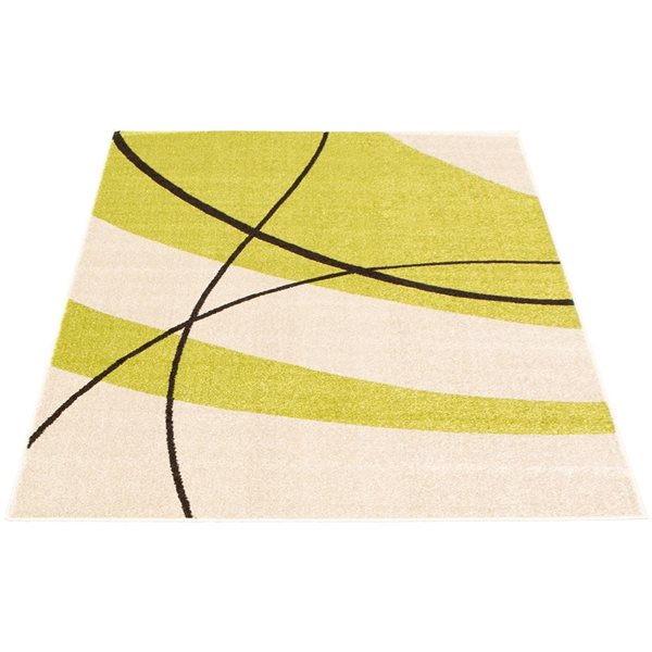 ECARPET Cosi Cream/Green 3-ft 11-in x 5-ft 7-in Rectangular Indoor Area rug