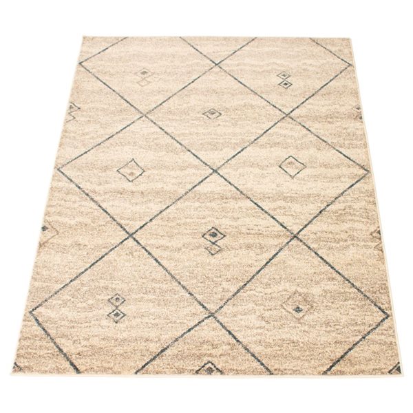 ECARPET Devos Ivory/Blue 3-ft 11-in x 5-ft 7-in Rectangular Indoor Area rug