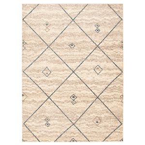 ECARPET Devos Ivory/Blue 3-ft 11-in x 5-ft 7-in Rectangular Indoor Area rug