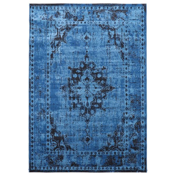 ECARPET Isabella Blue 6-ft 7-in x 9-ft 6-in Rectangular Indoor Area rug