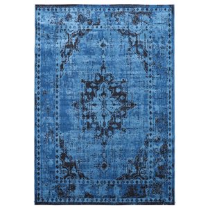 ECARPET Isabella Blue 6-ft 7-in x 9-ft 6-in Rectangular Indoor Area rug