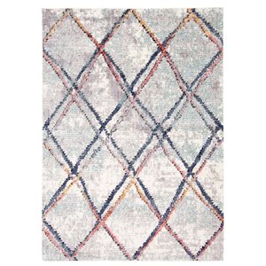 ECARPET Morocco Abstract Ivory 5-ft 3-in x 7-ft 3-in Rectangular Indoor Area rug