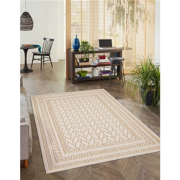 ECARPET Francesca Taupe 5-ft x 7-ft Rectangular Indoor Area rug