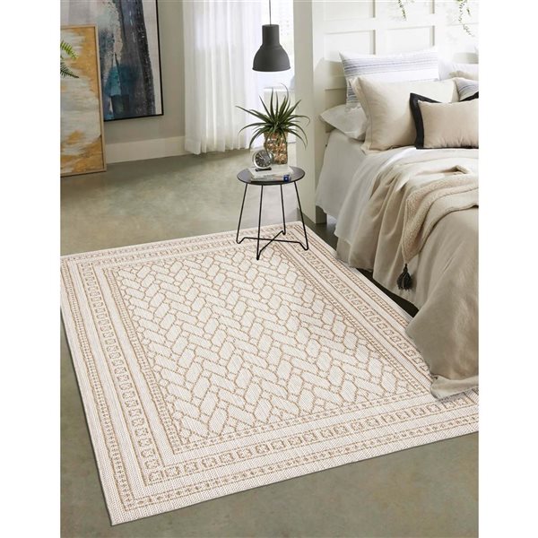 ECARPET Francesca Taupe 5-ft x 7-ft Rectangular Indoor Area rug