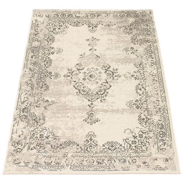 ECARPET Dahlia Grey 6-ft 7-in x 9-ft 6-in Rectangular Indoor Area rug