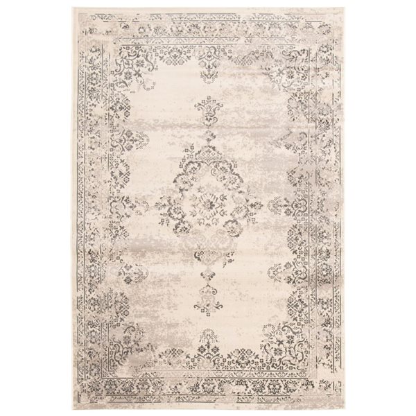 ECARPET Dahlia Grey 6-ft 7-in x 9-ft 6-in Rectangular Indoor Area rug