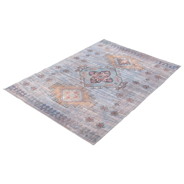 Tapis d'intérieur Kashkuli 7pi 8po x 10pi rectangulaire bleu par ECARPET