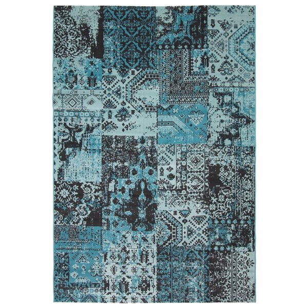 ECARPET Emira Blue 6-ft 7-in x 9-ft 6-in Rectangular Indoor Area rug