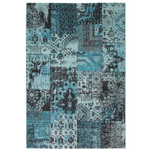 ECARPET Emira Blue 6-ft 7-in x 9-ft 6-in Rectangular Indoor Area rug