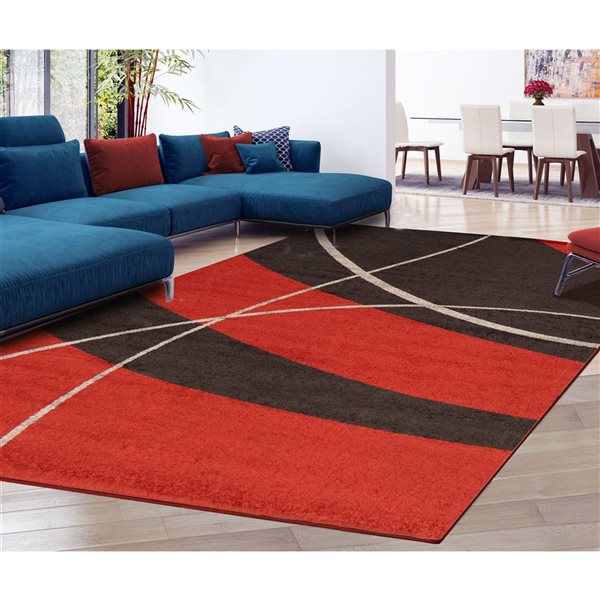 Tapis d'intérieur Cosi 5pi 3po x 7pi 3po rectangulaire rouge par ECARPET