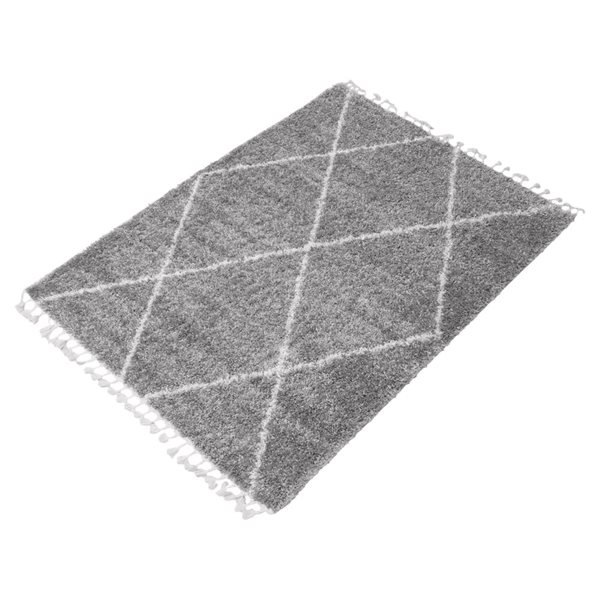 Tapis à poil long d'intérieur Grammercy 8pi x 10pi rectangulaire gris pâle par ECARPET