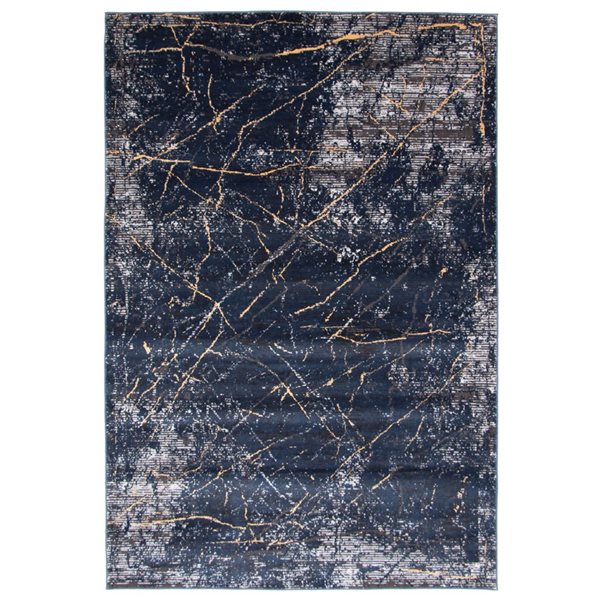 ECARPET Midnight Marble Dark Blue 5-ft 3-in x 7-ft 3-in Rectangular Indoor Area rug