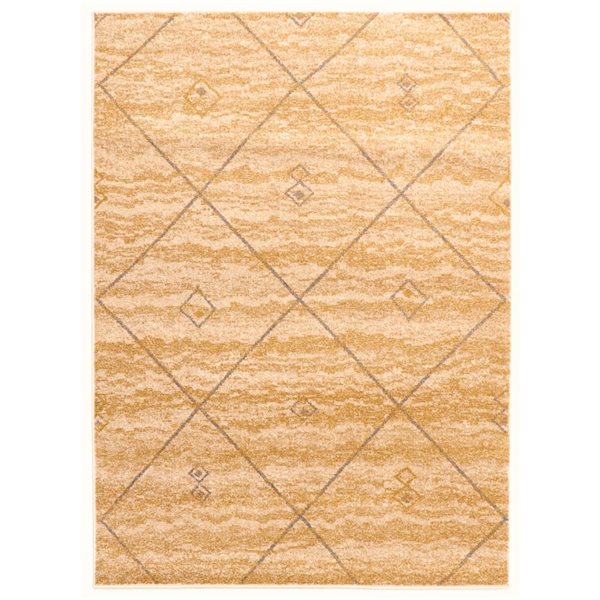 ECARPET Devos Ivory/Gold 6-ft 7-in x 9-ft 6-in Rectangular Indoor Area rug