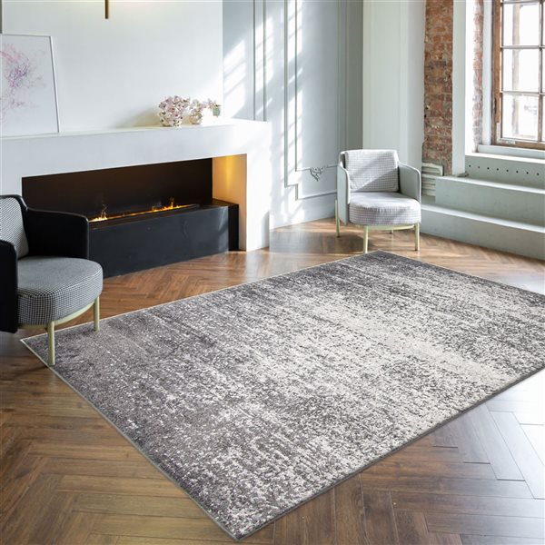 ECARPET Khloe Dark Grey 6-ft 7-in x 9-ft 6-in Rectangular Indoor Area rug