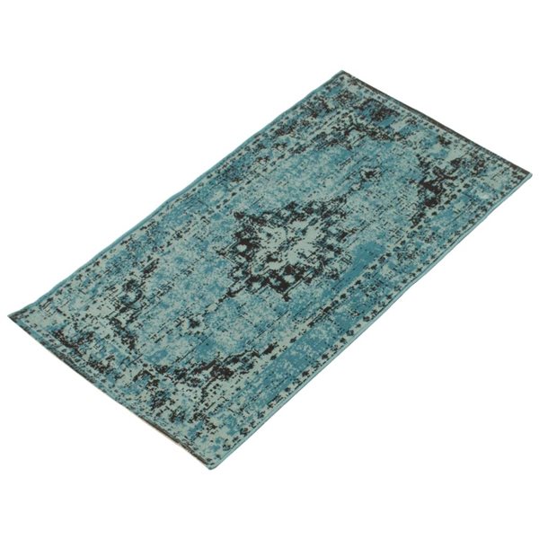 ECARPET Isabella Aqua 2-ft 8-in x 4-ft 11-in Rectangular Indoor Area rug